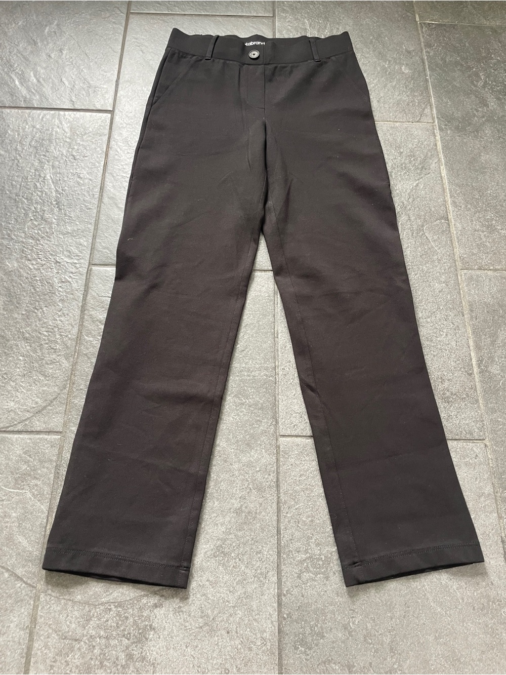 Betabrand Black Straight-Leg Comfy Stretchy Pants with Pockets - Small Long